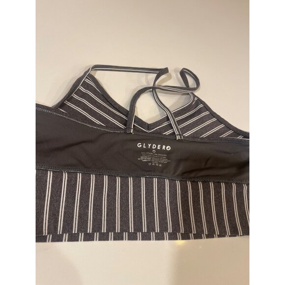 Glydero Striped Gray & White Sports Bra With Crisscross Back - Picture 8 of 8
